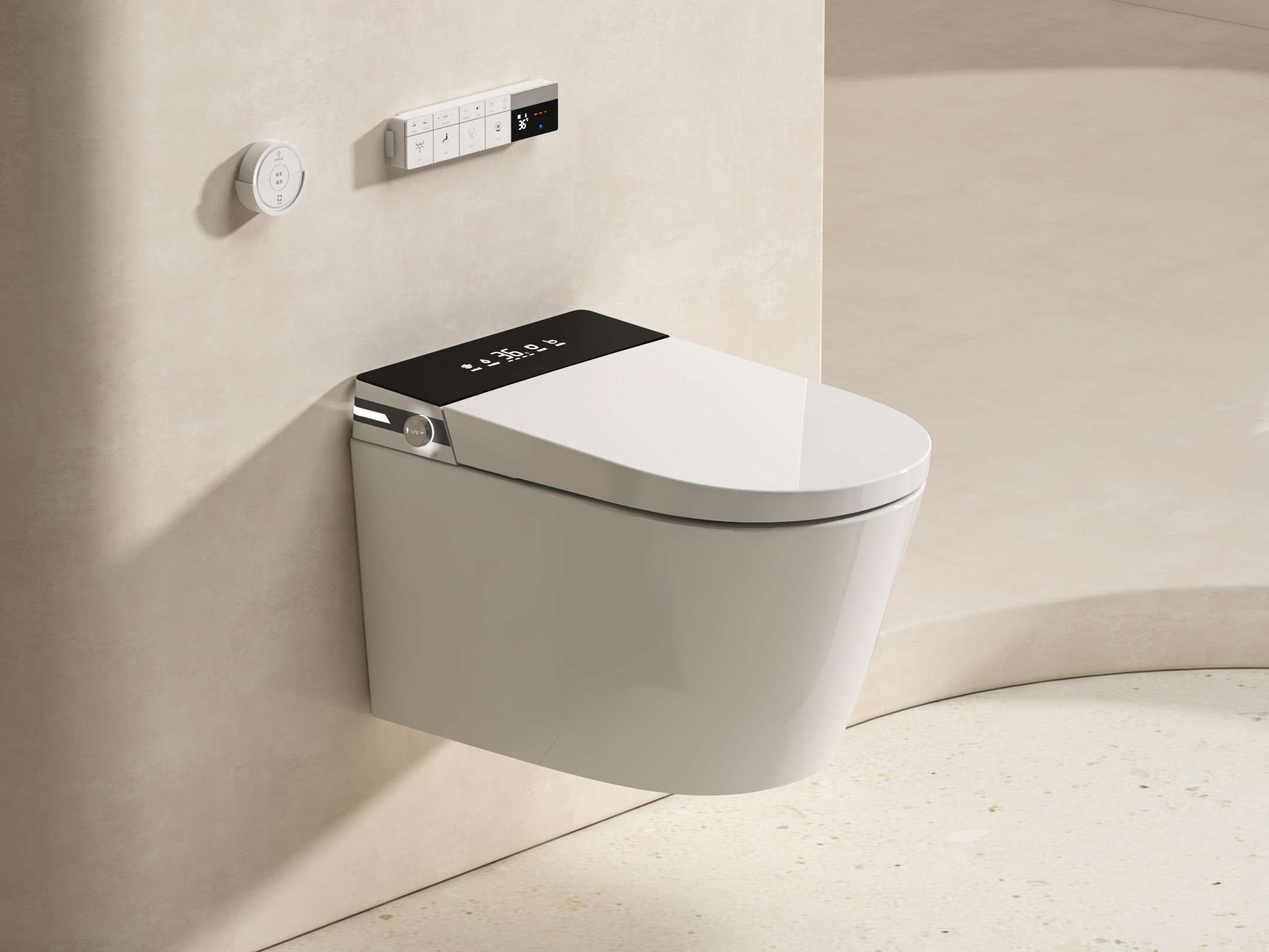 MEJE  T010G Wall Hung Toilet with Bidet Combo, Build In Water Tank