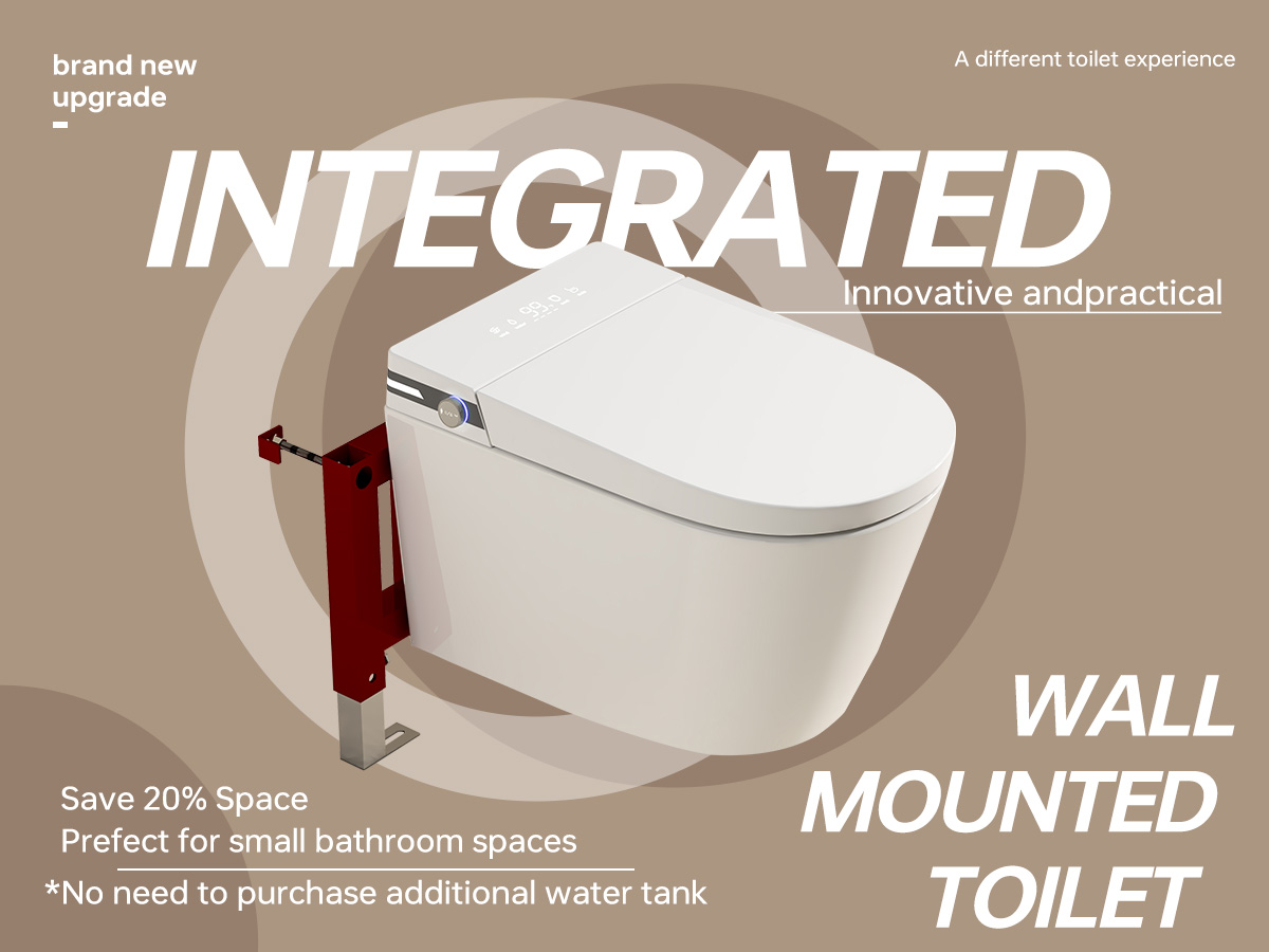 MEJE  T010G Wall Hung Toilet with Bidet Combo, Build In Water Tank