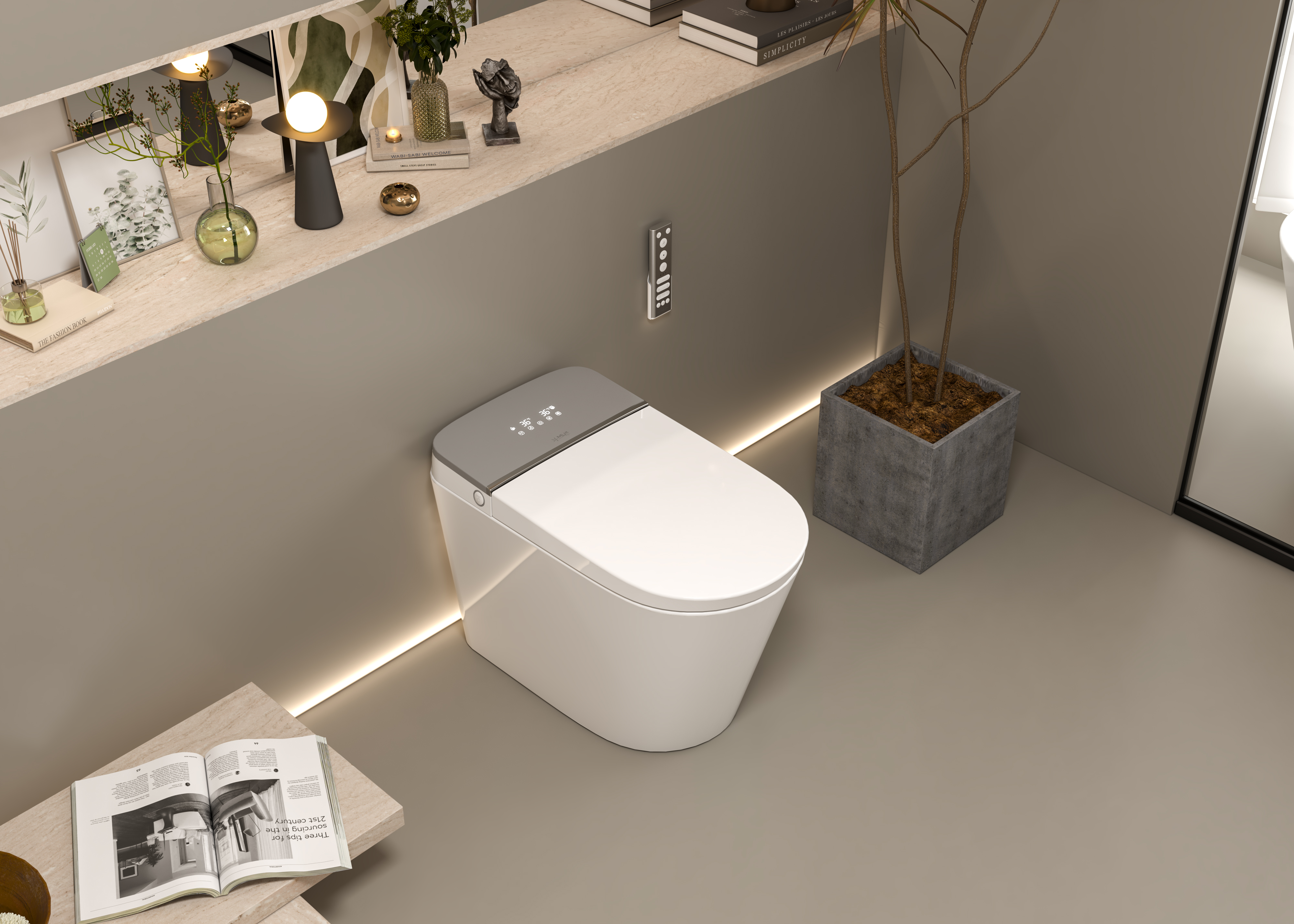 Simple and Elegant One Piece Smart Toilet,  Heated Bidet with Dryer