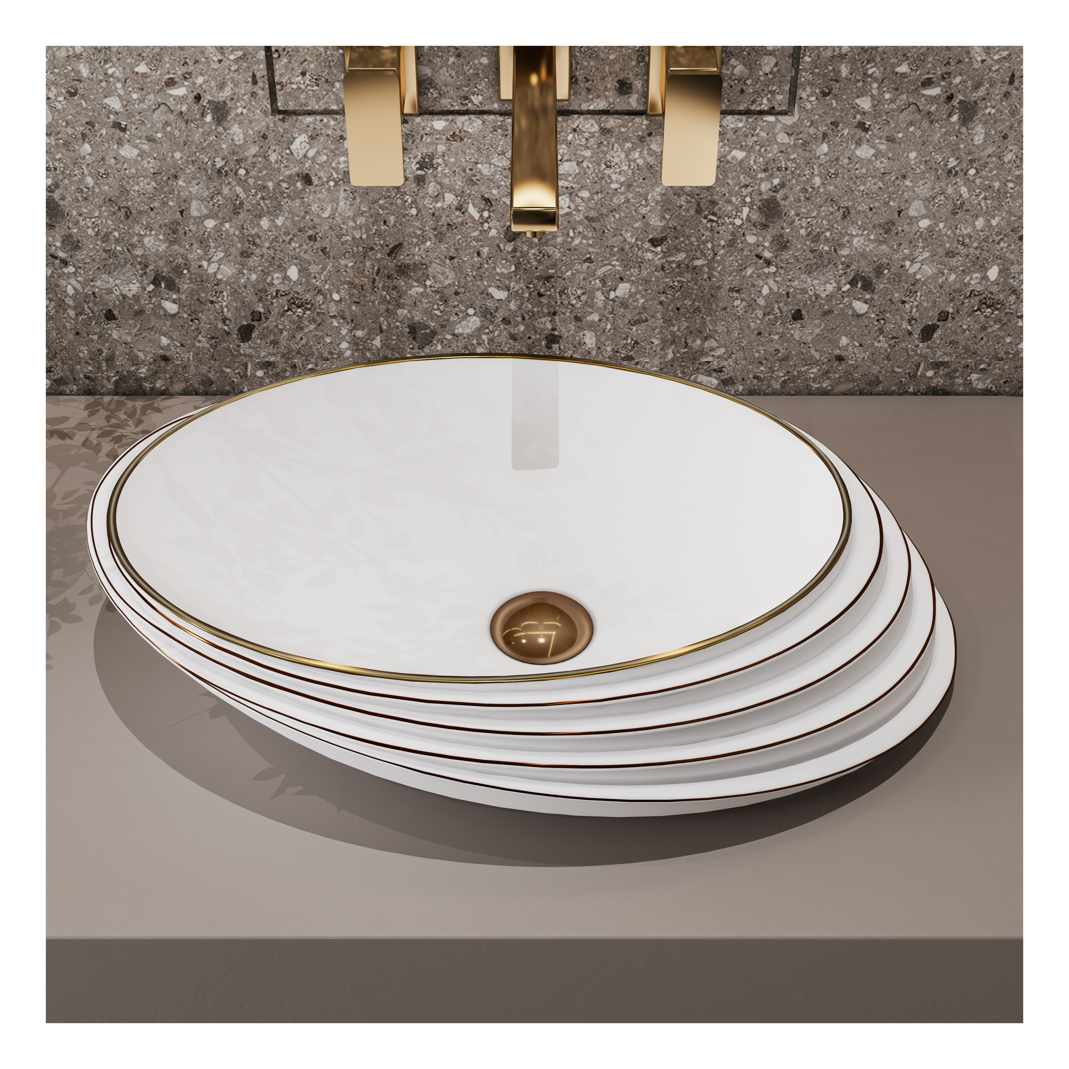 Mejmej21 "forma Oval inclinde cuenca de arte,  patrón en relieve,  lavabo