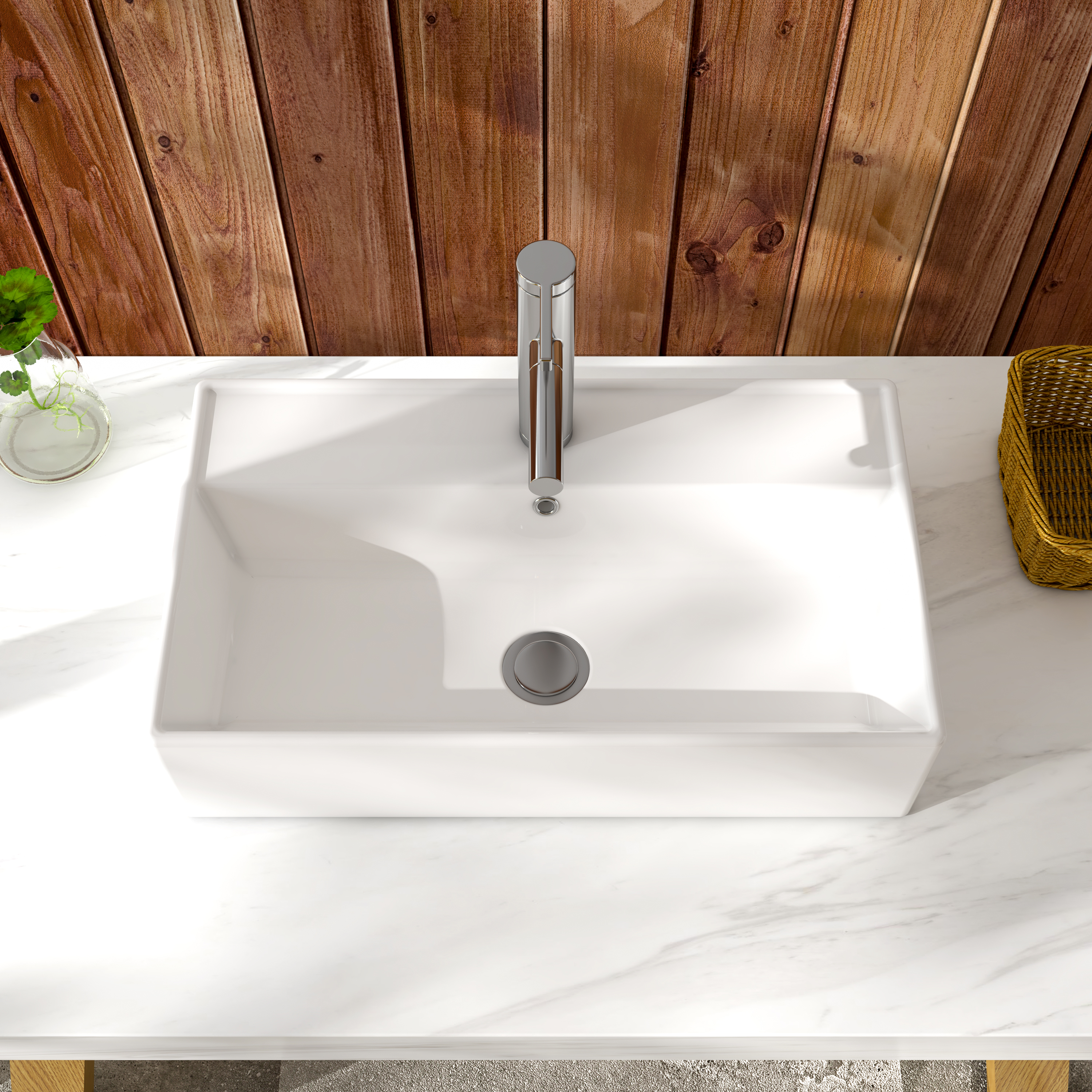 MEJE 21 7 x 12 5 inch Rectangle Wall Hang Bathroom Vessel Sink،  White