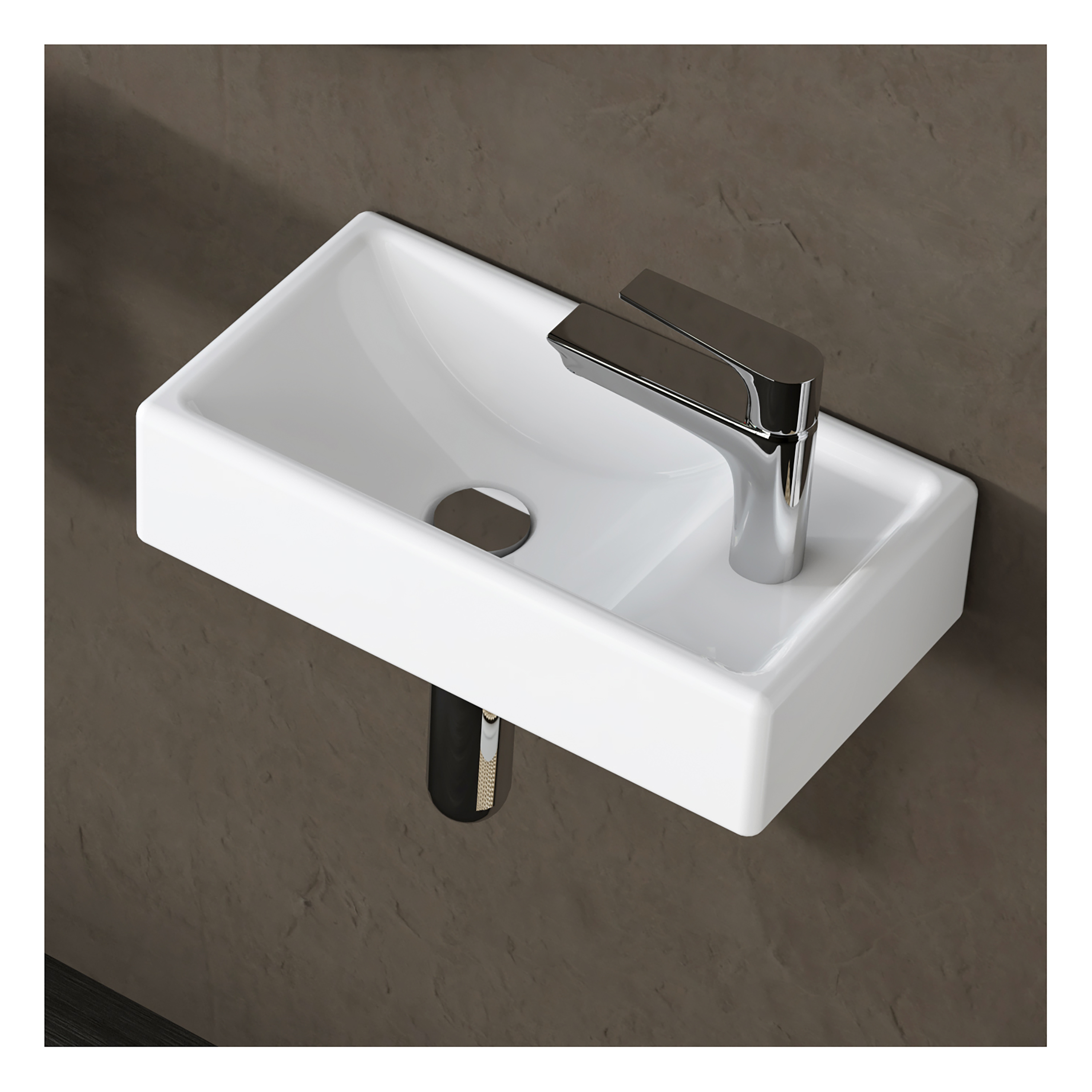 MEJE 16-Inch Wall Hung Bathroom Corner Basin Sink,  Small Bathroom Sink