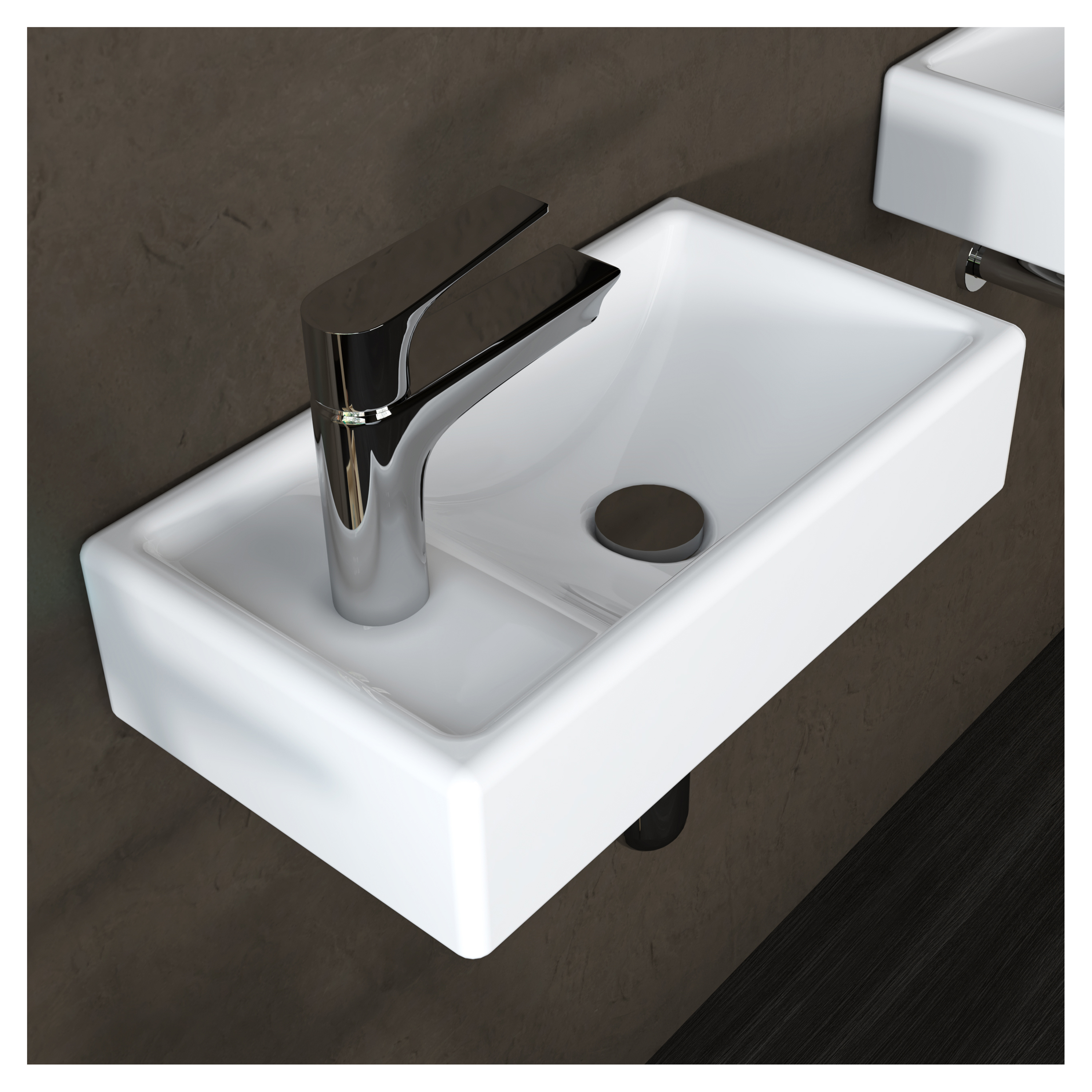 MEJE 16-Inch Bathroom Corner Wall Hung Basin Sink، Small Bathroom Sink،  Ceramic White Rectangle Wash 