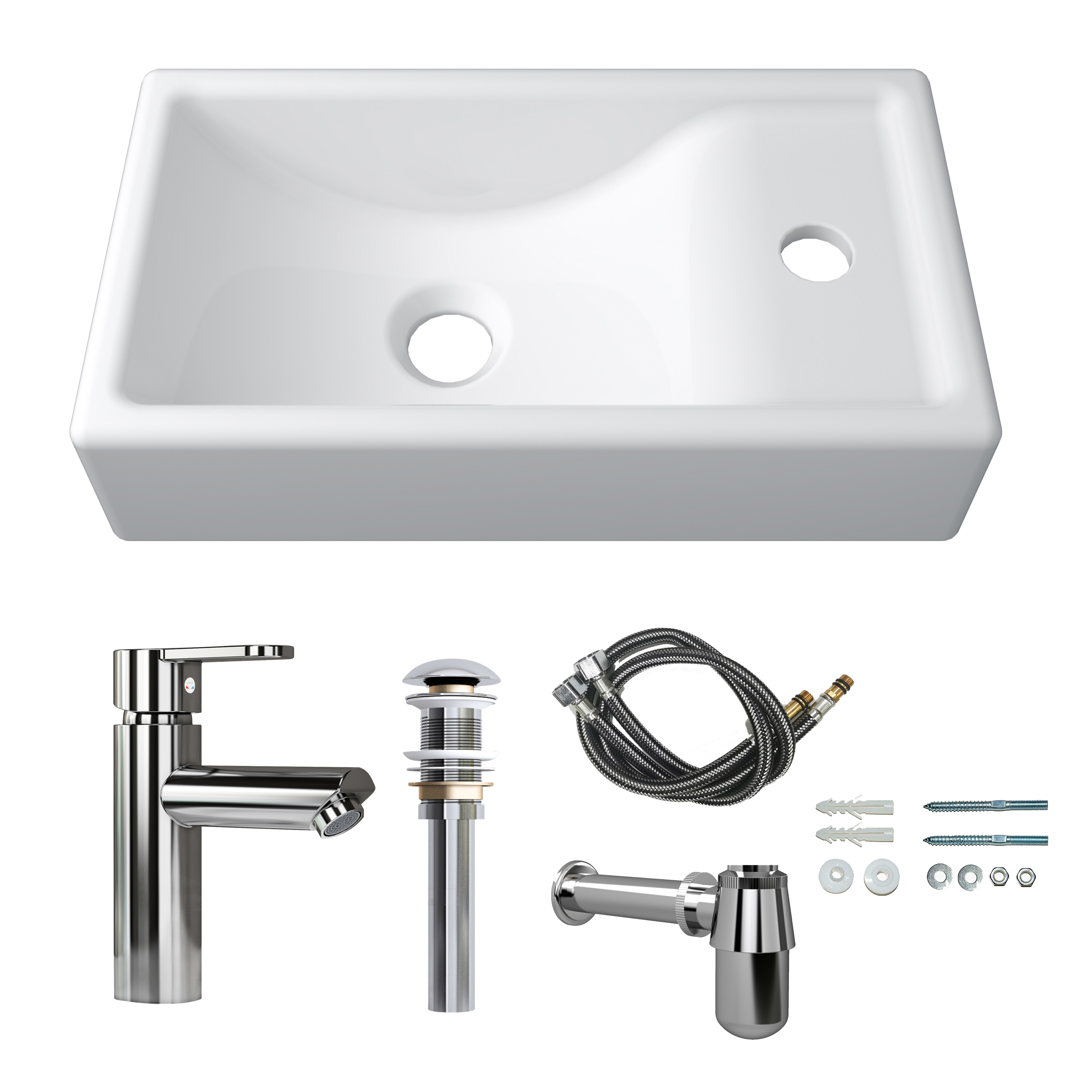 MEJE 16-Inch Wall Hung Basin Sink Combo,  Small Cloakroom Basin