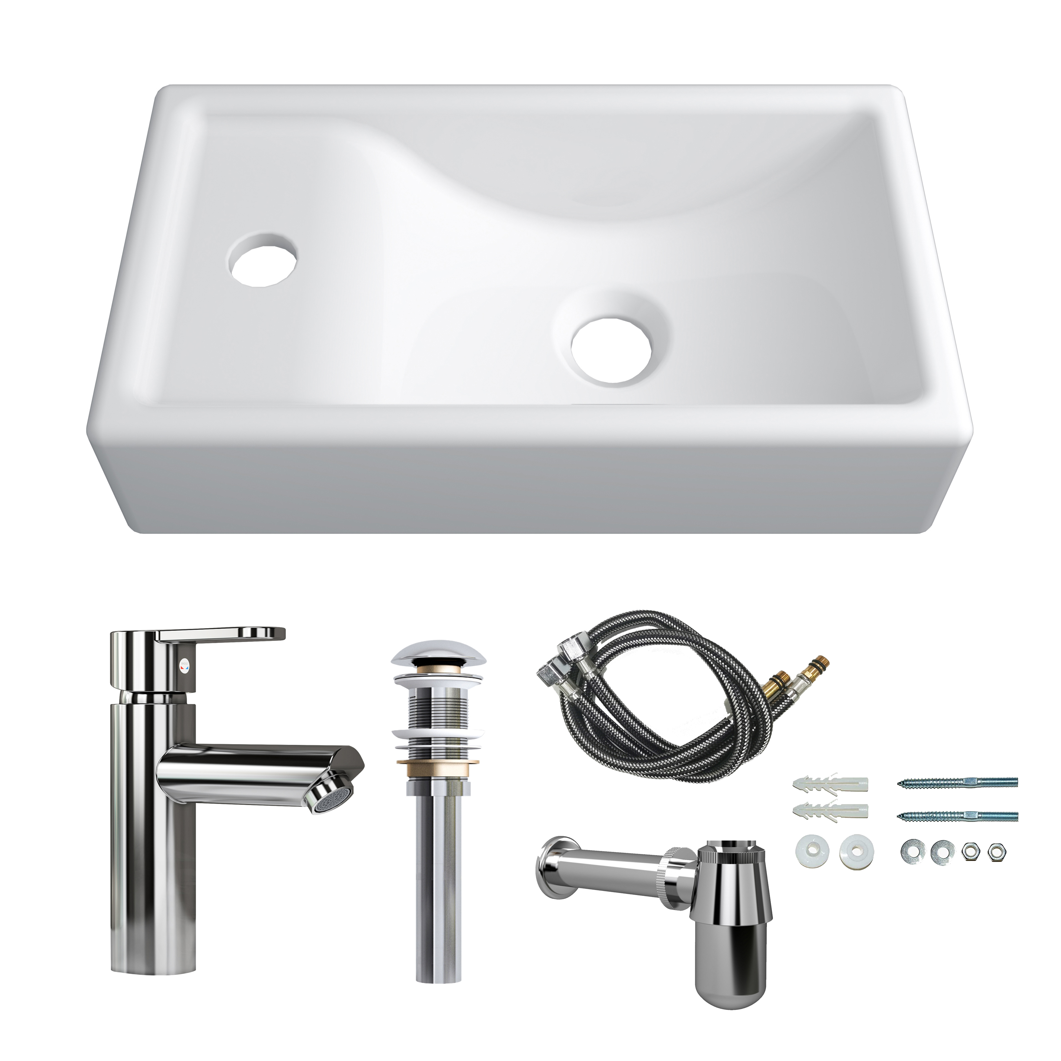 MEJE 16-Inch Wall Hung Basin Sink Combo,  Small Cloakroom Basin