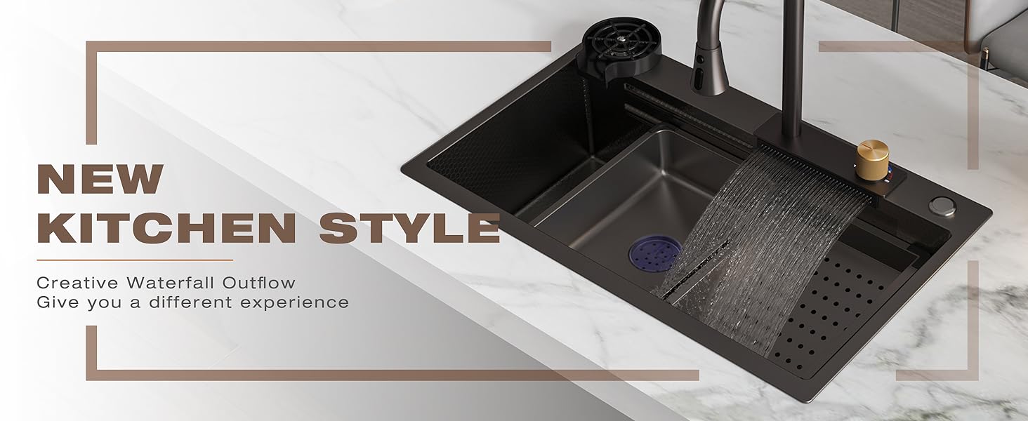 new waterfall kitchen bar sink, 304 stainless steel