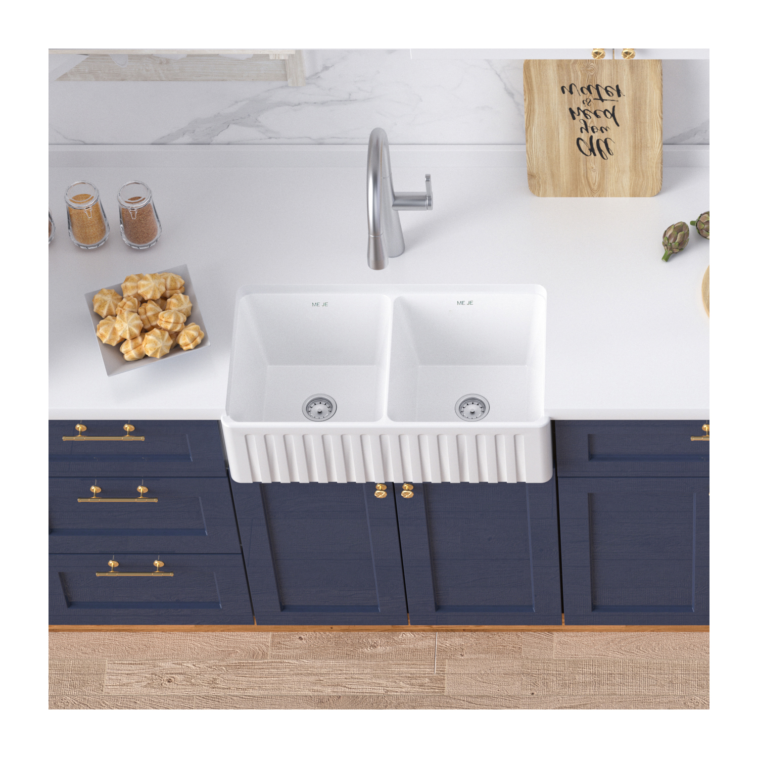 MEJE 33x18 inch Farmhouse Kitchen Sink,  Utility Sink, Apron Front Sink