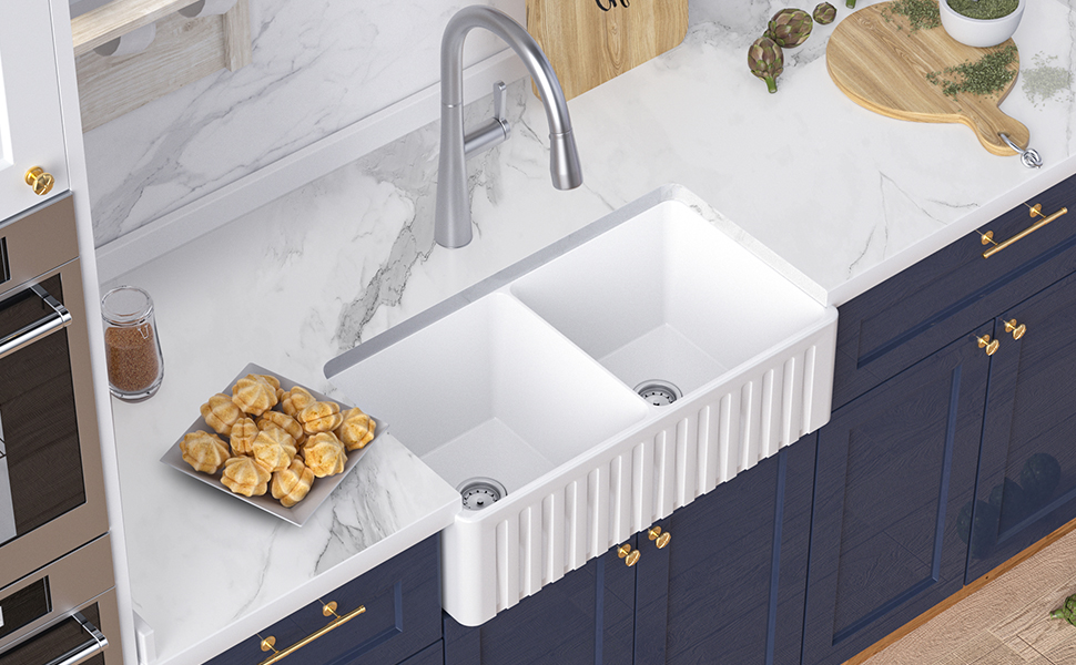 33 inch farmhouse sink white