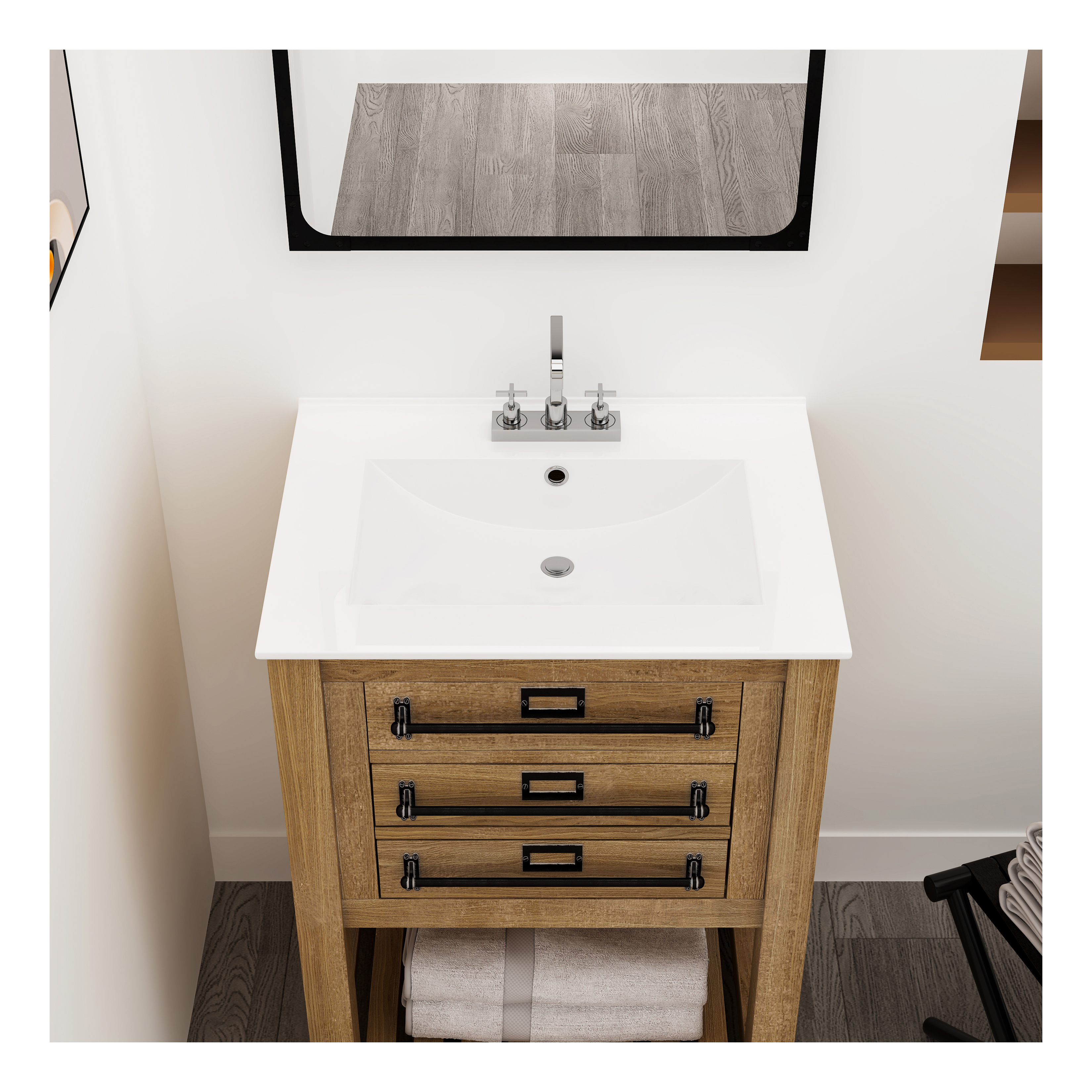 MEJE 24x18 Inch Drop in Rectanglar 3 Holes Bathroom Sink,  Vanity  Sink