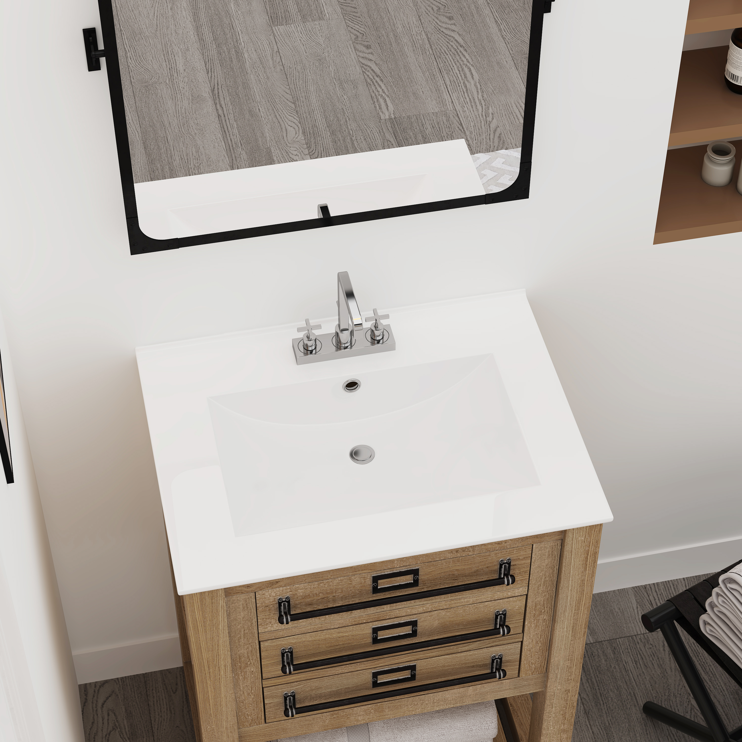 MEJE 24x18 Inch Drop in Rectanglar 3 Holes Bathroom Sink،  Vanity  Sink