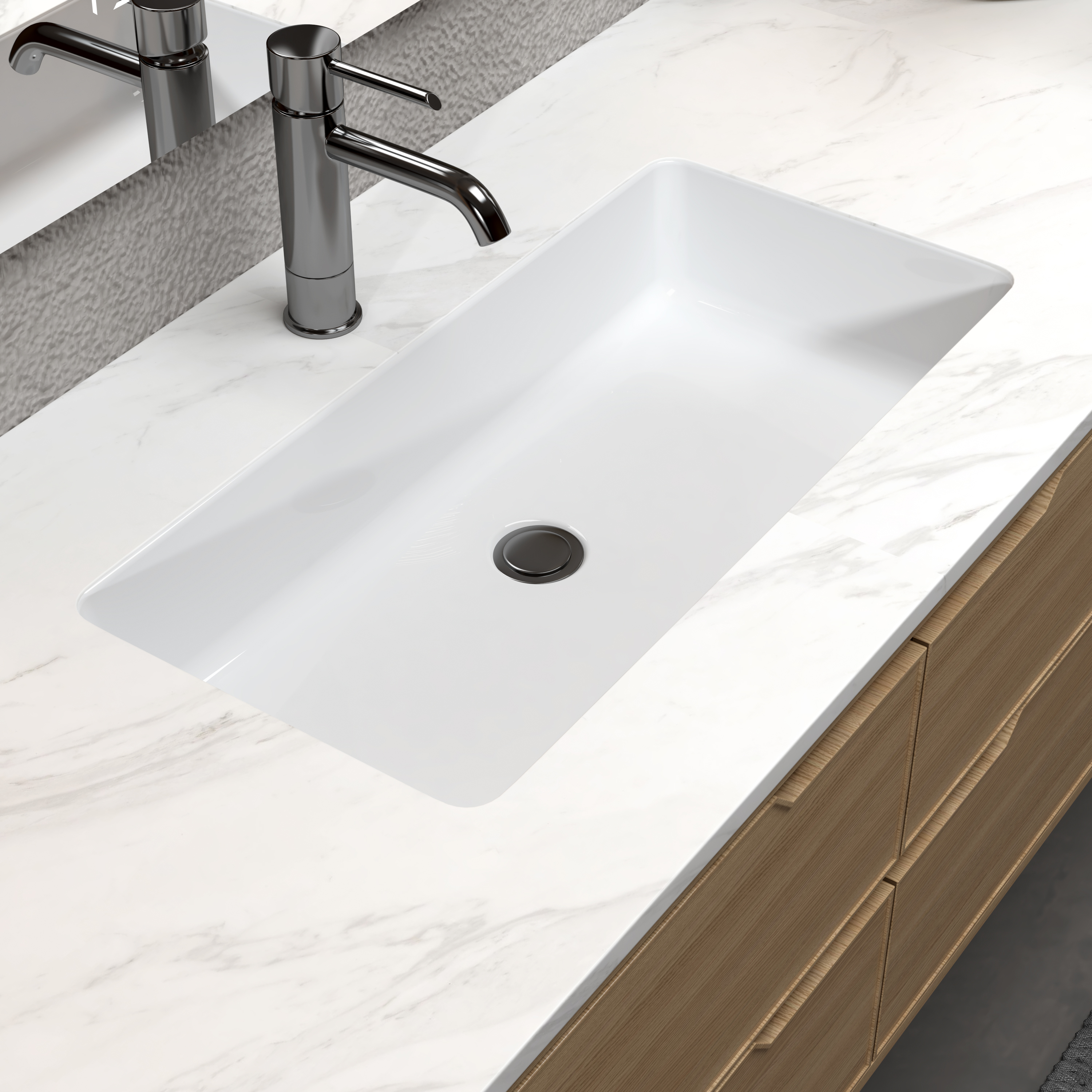 MEJE T2814 28x14 Inch Rectangle Undermount Bathroom Sink،   White