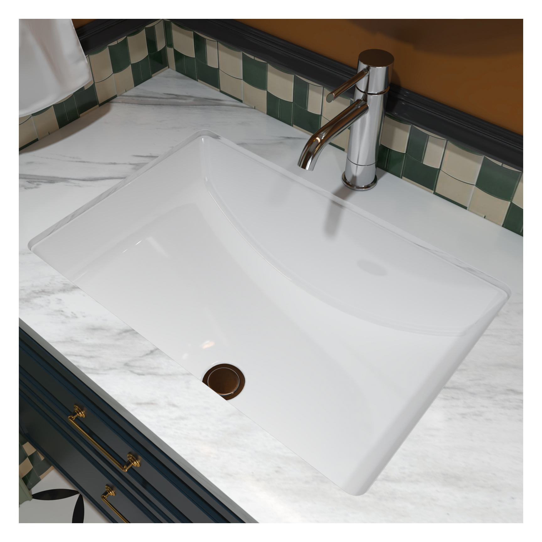 MEJE 202E 23 5 x 16 Inch Rectangle Undermount Bathroom Vessel Sink