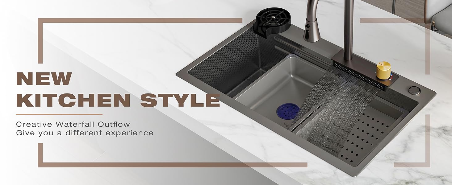 new waterfall kitchen bar sink،  304 stainless steel