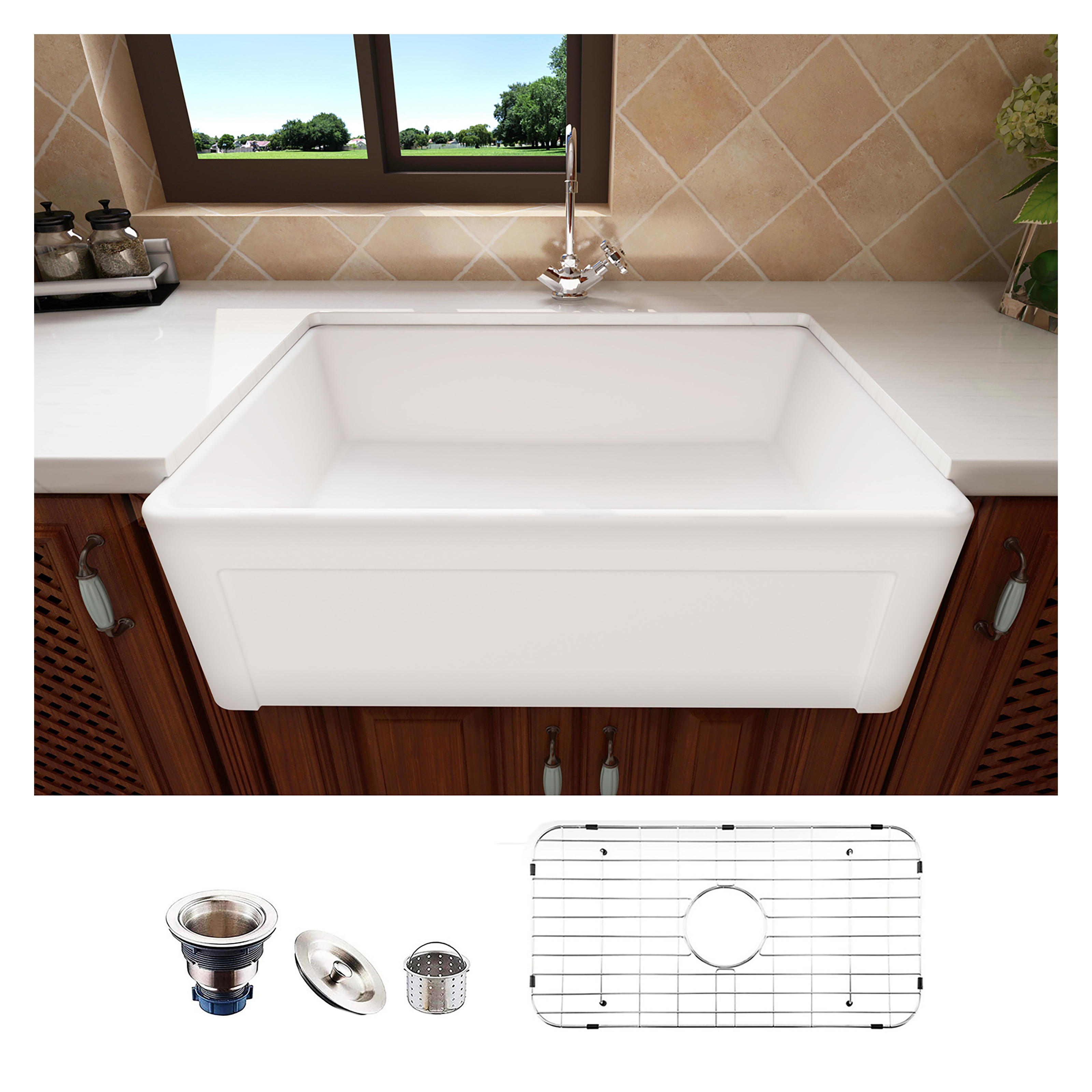 MEJE 30x20 inch Farmhouse Kitchen Sink, Utility Sink,Apron Front Sink