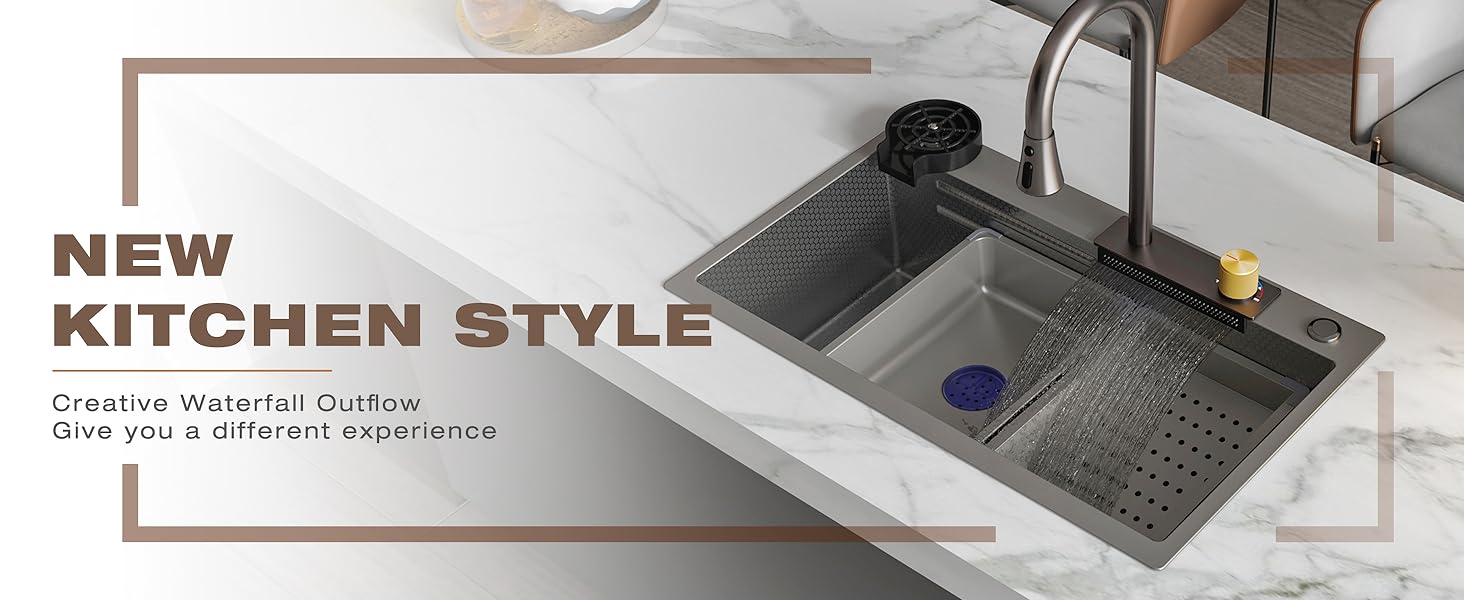 new waterfall kitchen bar sink, 304 stainless steel