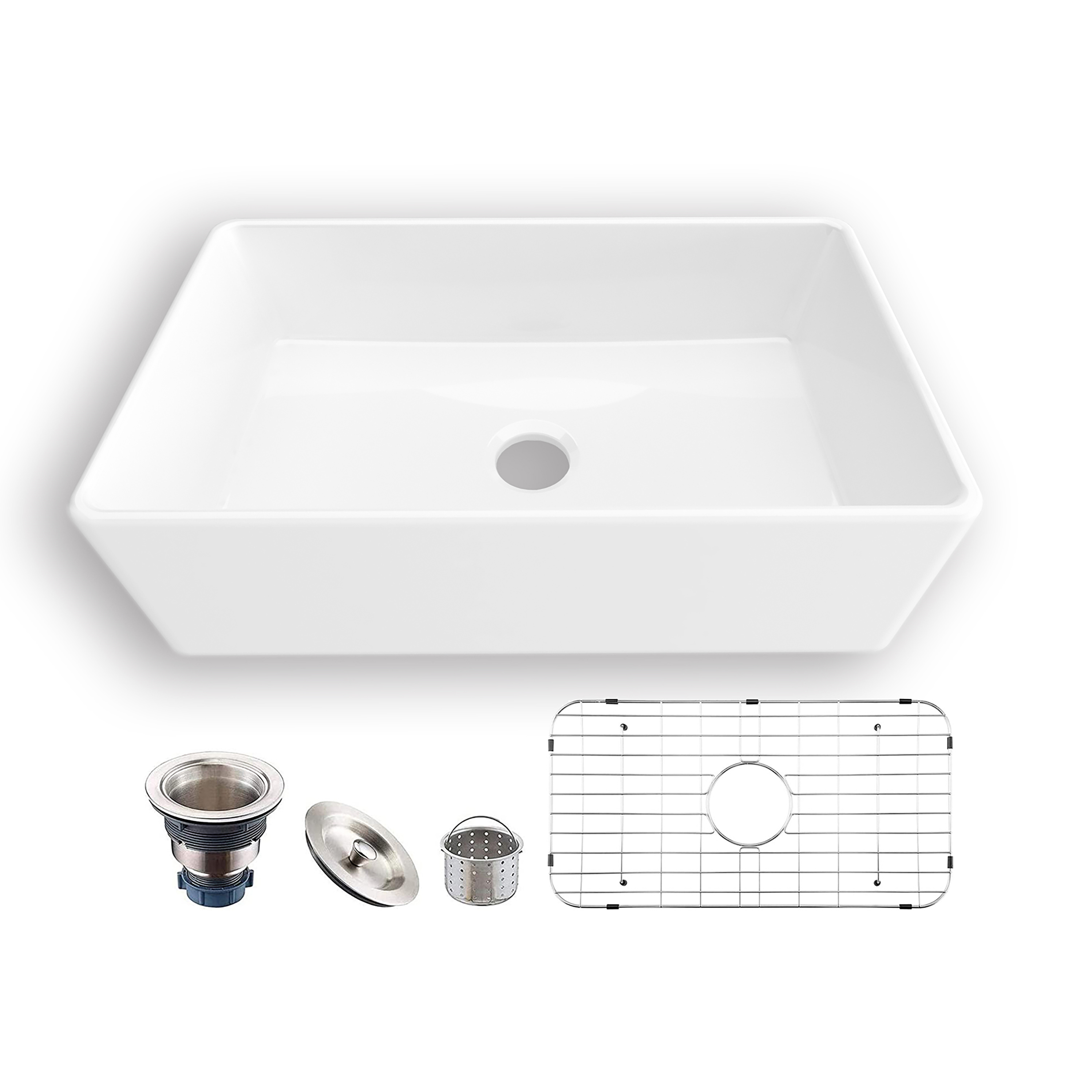 MEJE 33''x20'' Farmhouse Kitchen Sink,  Single Bowl for kitchen,  White