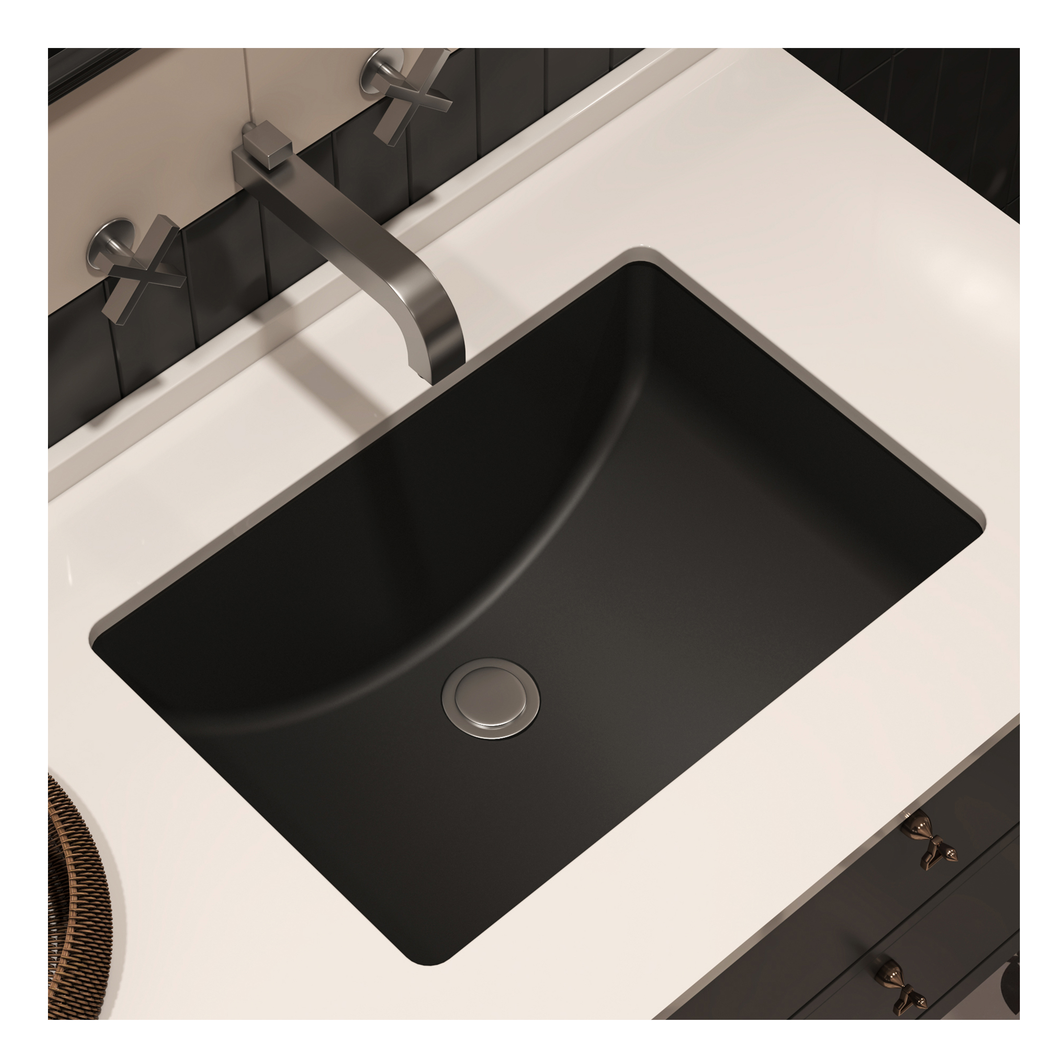 MEJE 202F 21 ''  Undermount Rectangle Bathroom Sink,  Matte