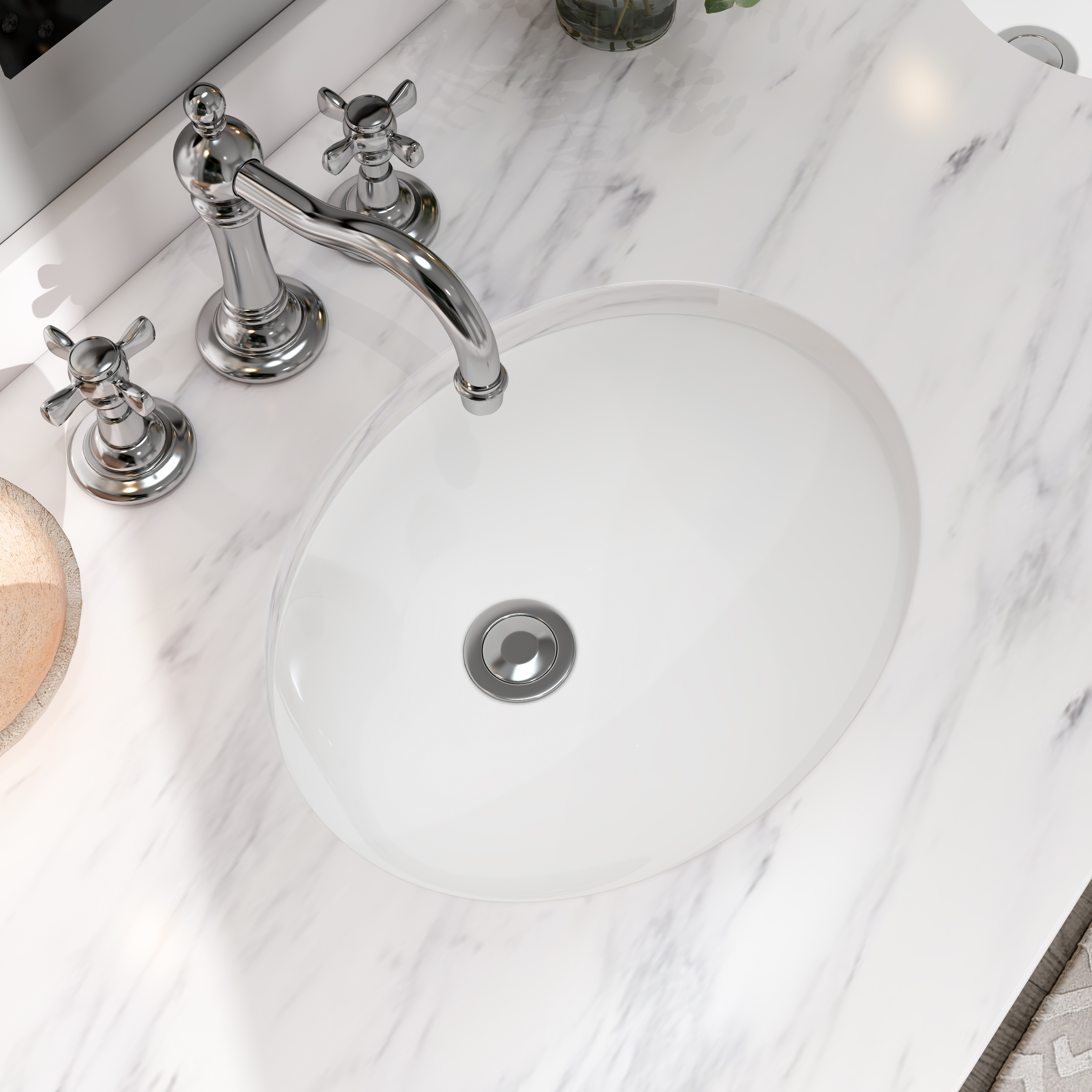 MEJE  Oval Shape Bathroom Sink Undermount,  Modern Pure