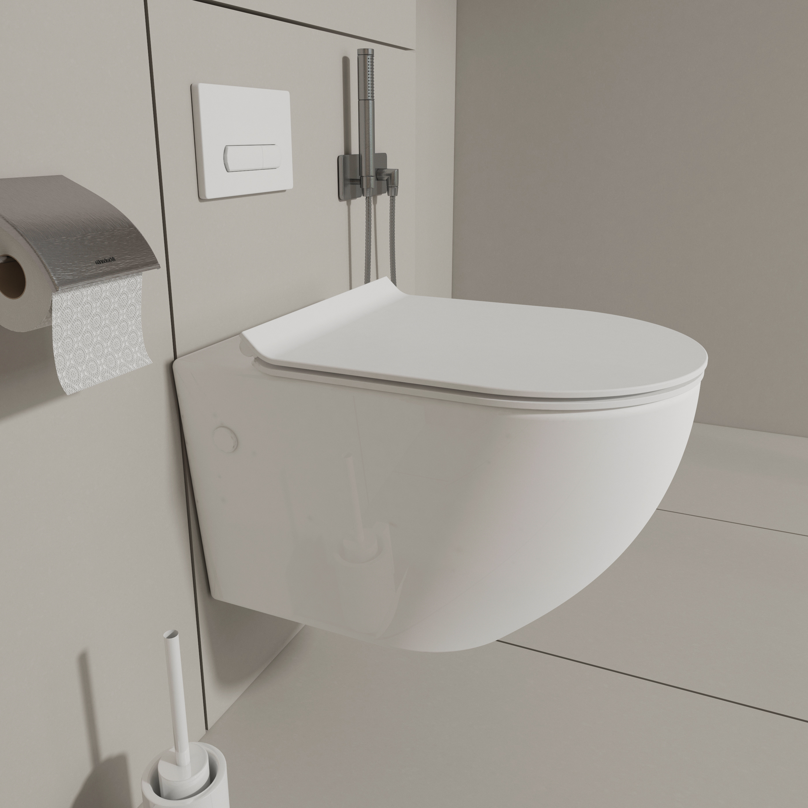 MEJE Wall Hung Toilet Bowl Including Soft Close Seat,  Dual Flush