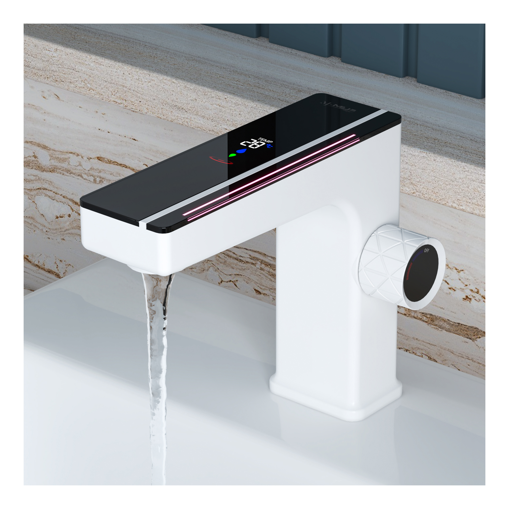 MEJE Bathroom Faucet, LED Temperature ,Brass Lavatory Sink Faucet