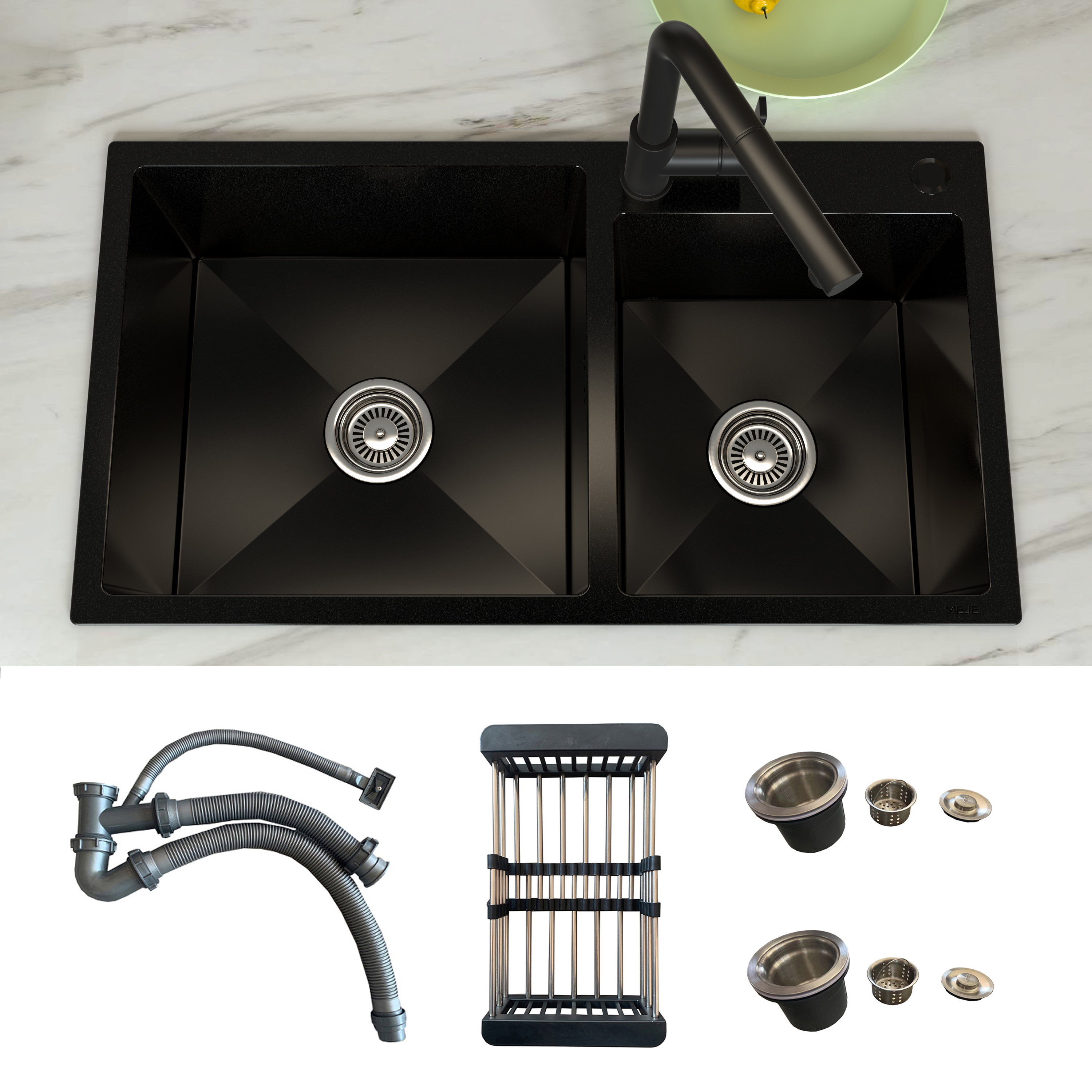 MEJE 30 75x17 Inch Black  304 Stainless Steel Kitchen Sink