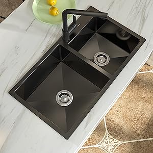 black double bowl kitchen sink