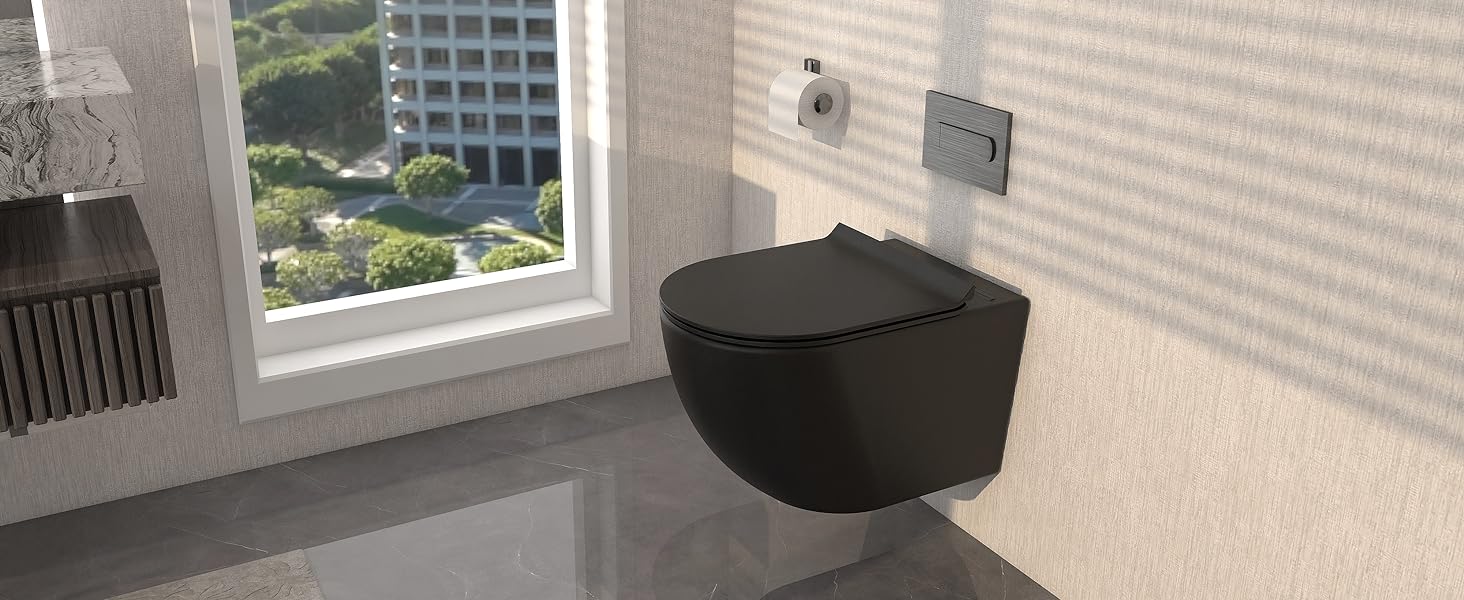 black wall hung toilet