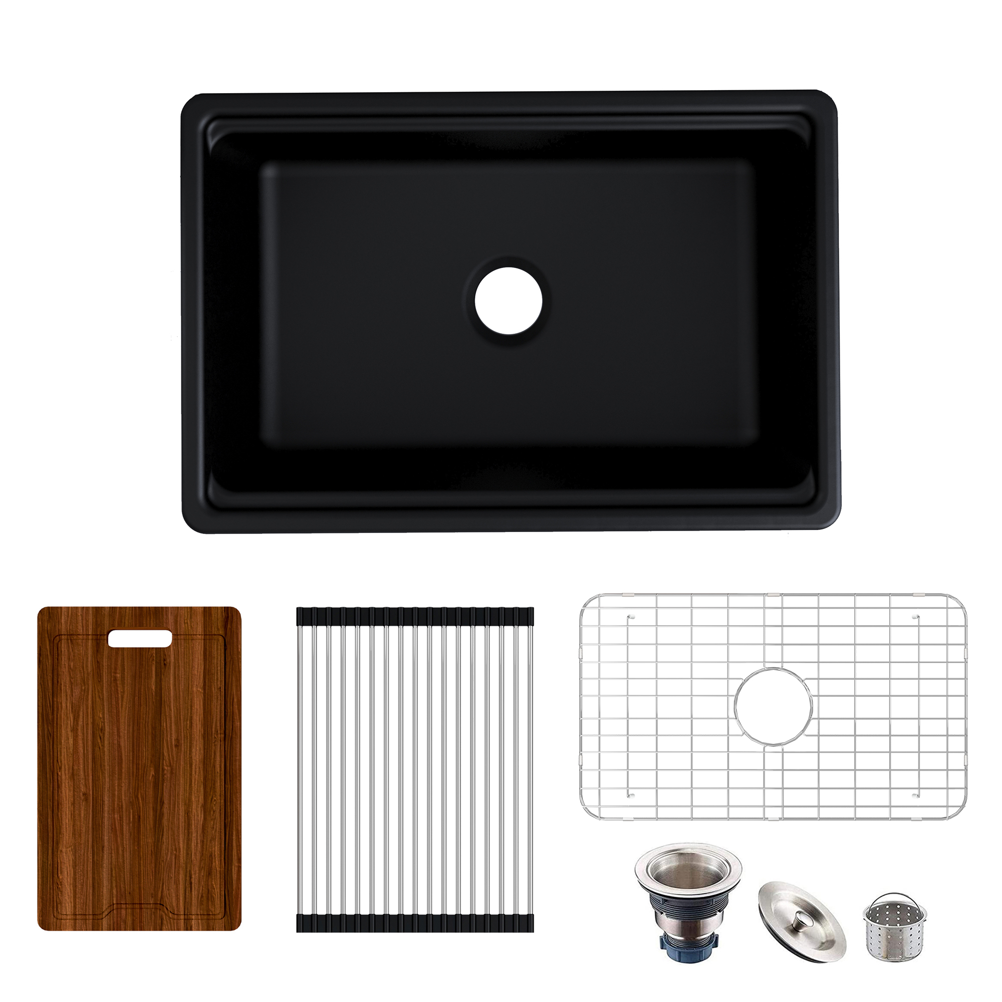 MEJE 30'' Matte Black  Workstation Kitchen Sink،  Cearmic Single Bowl