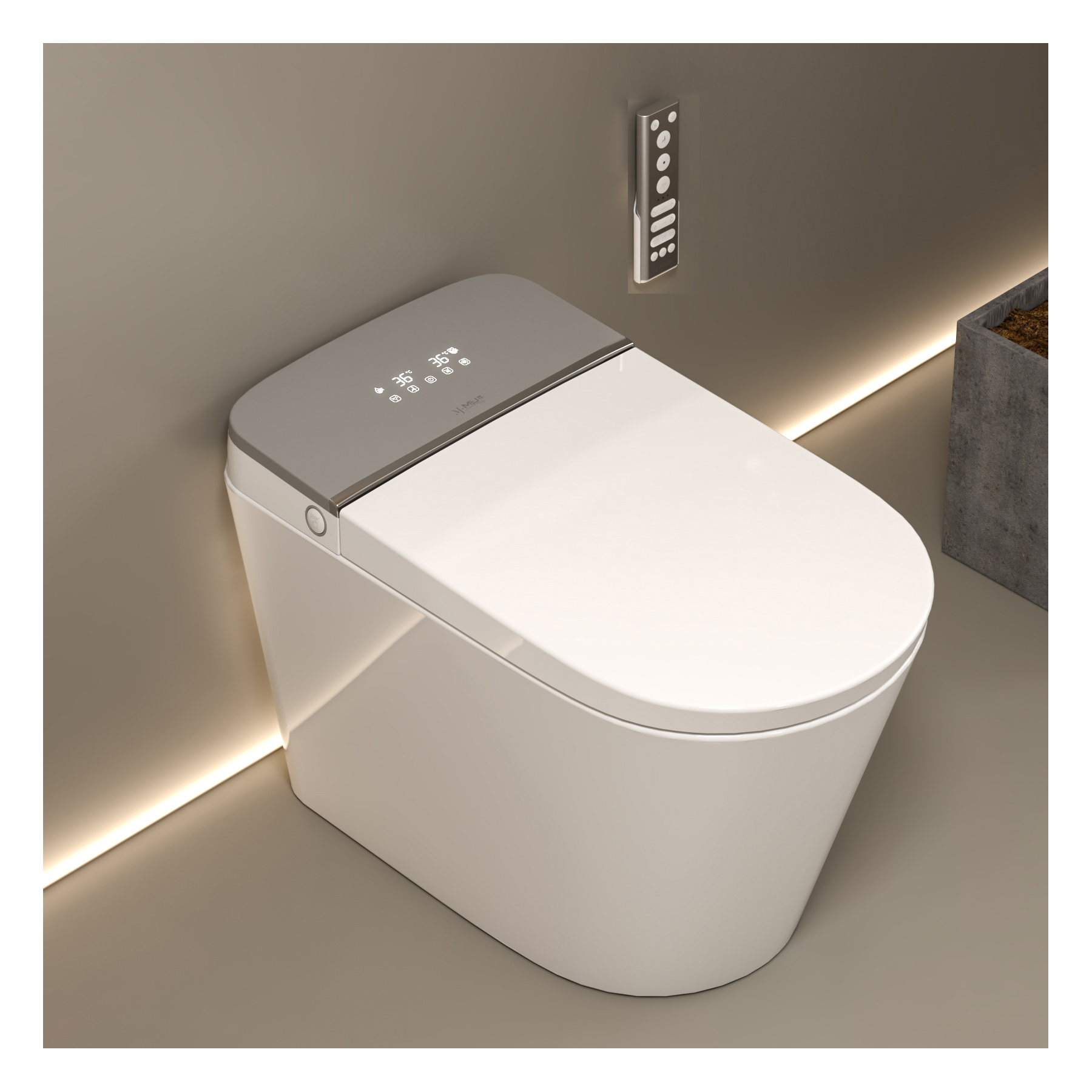 Simple and Elegant One Piece مرحاض ذكي،  Heated Bidet with Dryer