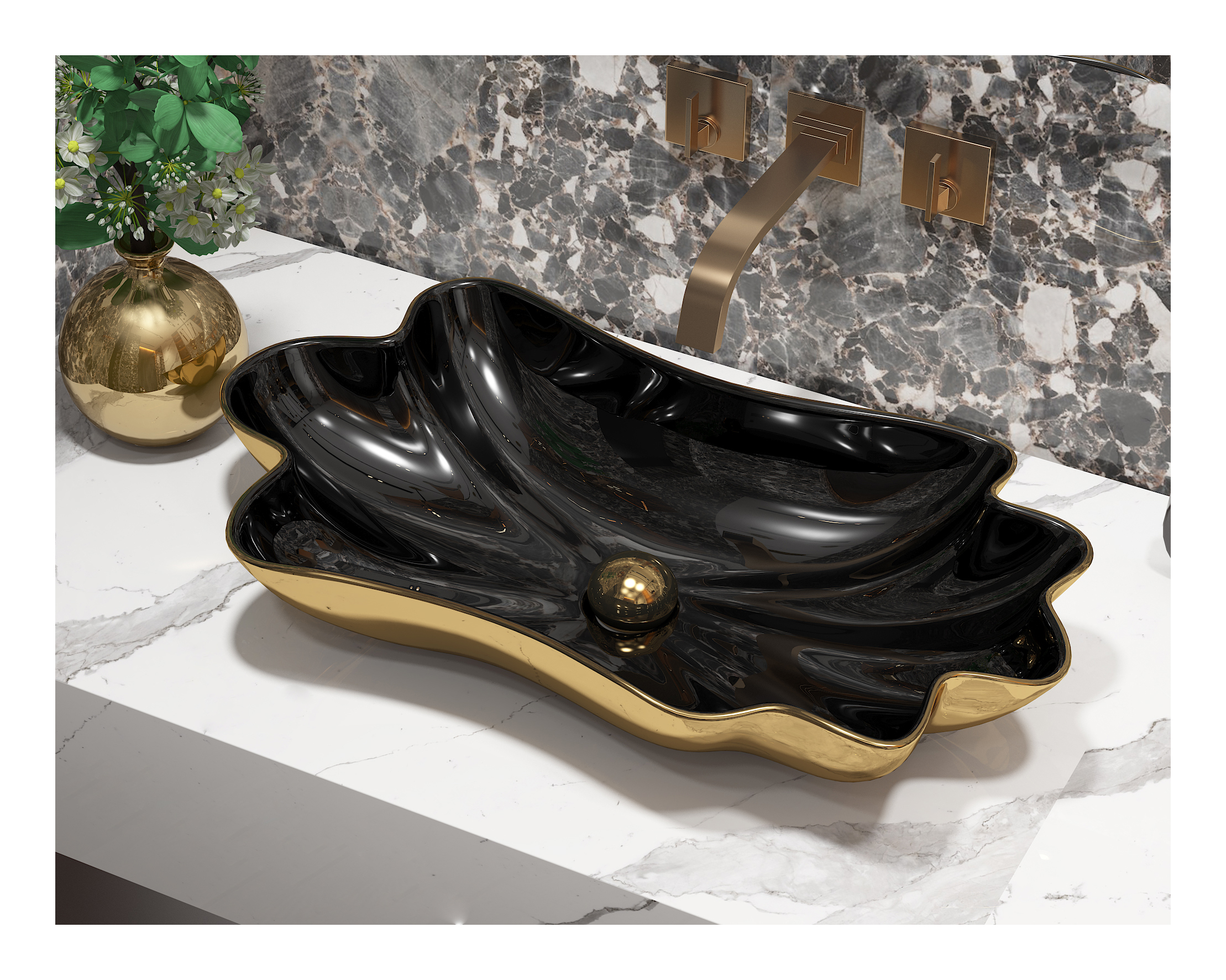 MEJE 24'' Unique Lotus Leaf Flower Shape Bathroom Vessel Sink