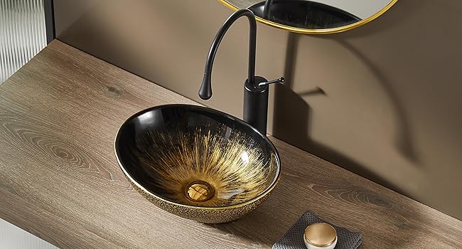 Vintage Gold Above Counter Art Basin