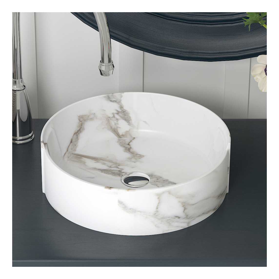 MEJE 16. 75'' Above Counter Bathroom sinks, Porcelain Ceramic Art Basin