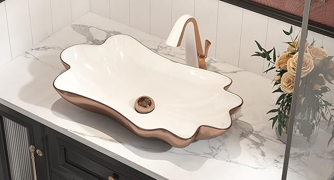 Lotus Leaf Flower Shape Bathroom Vessel Sink