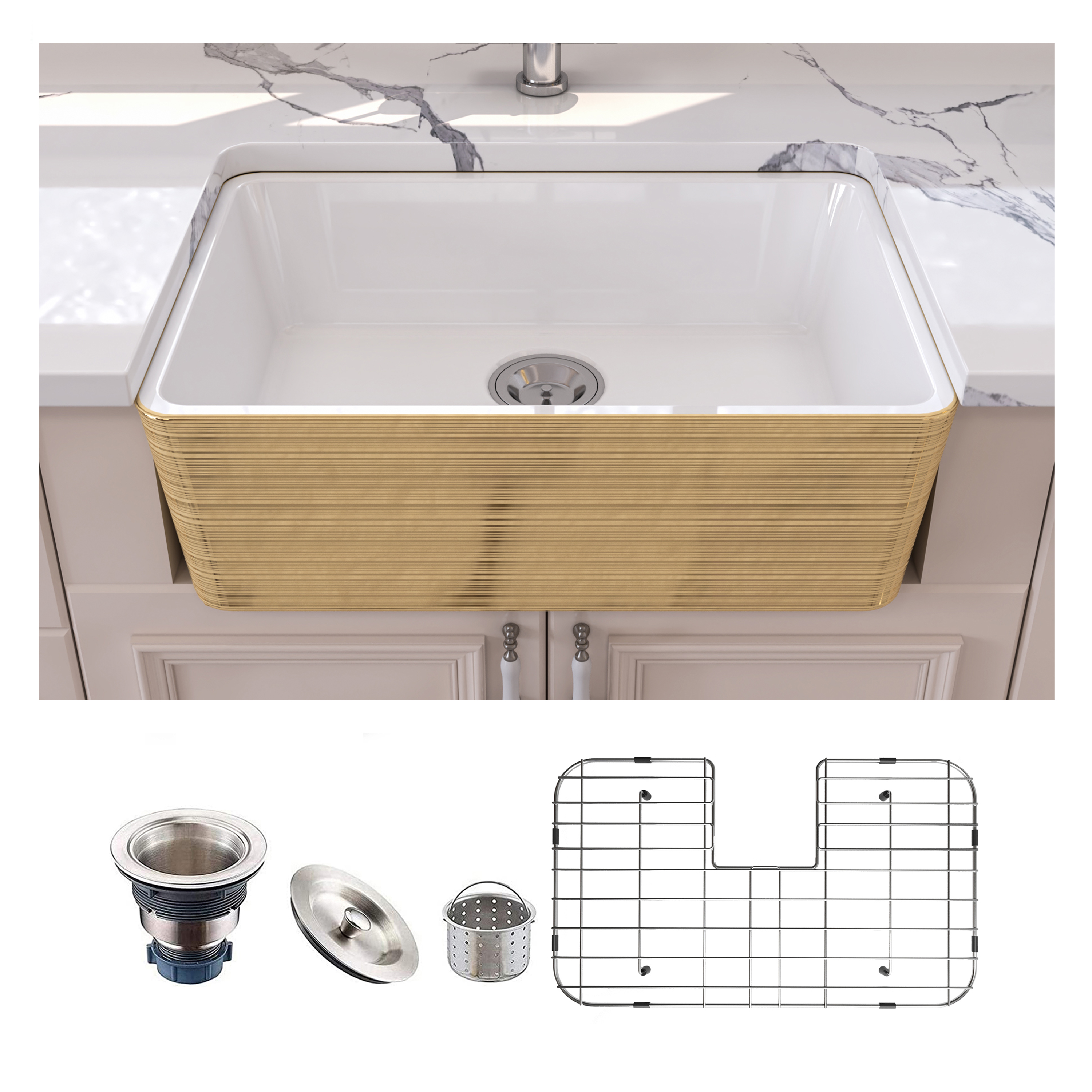 24-Inch Small Farmhouse Ceramic Kitchen Sink ،  Laundry Sink