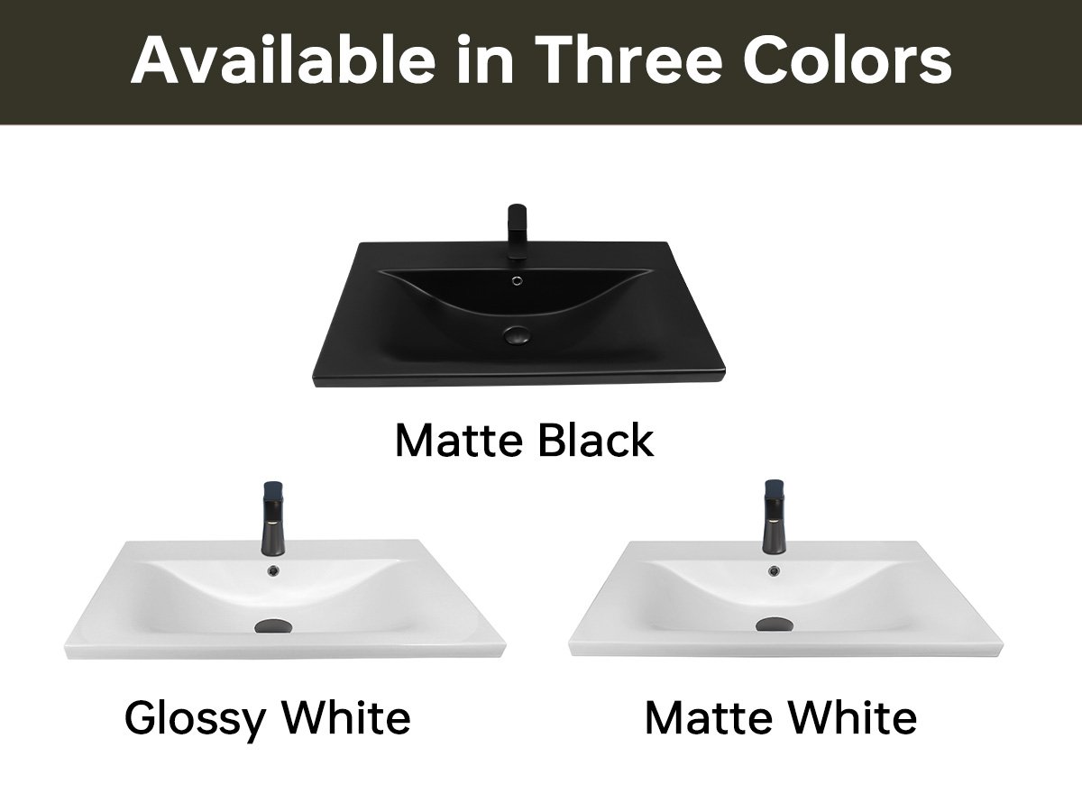 MEJE 24x18'' Drop in Rectanglar Vanity Top Sink Only, Matte Black