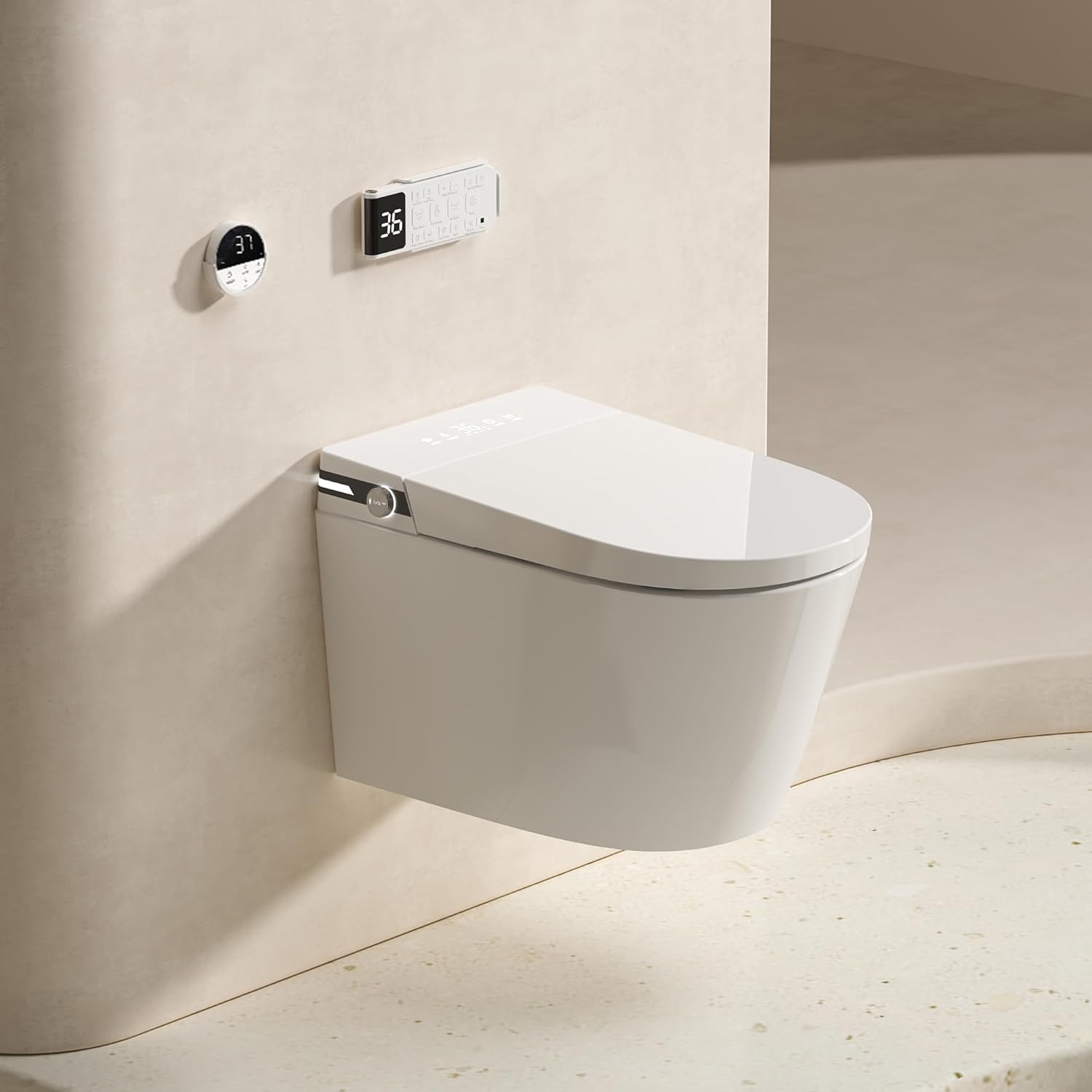MEJE  T010G Wall Hung Toilet with Bidet Combo, Build In Water Tank